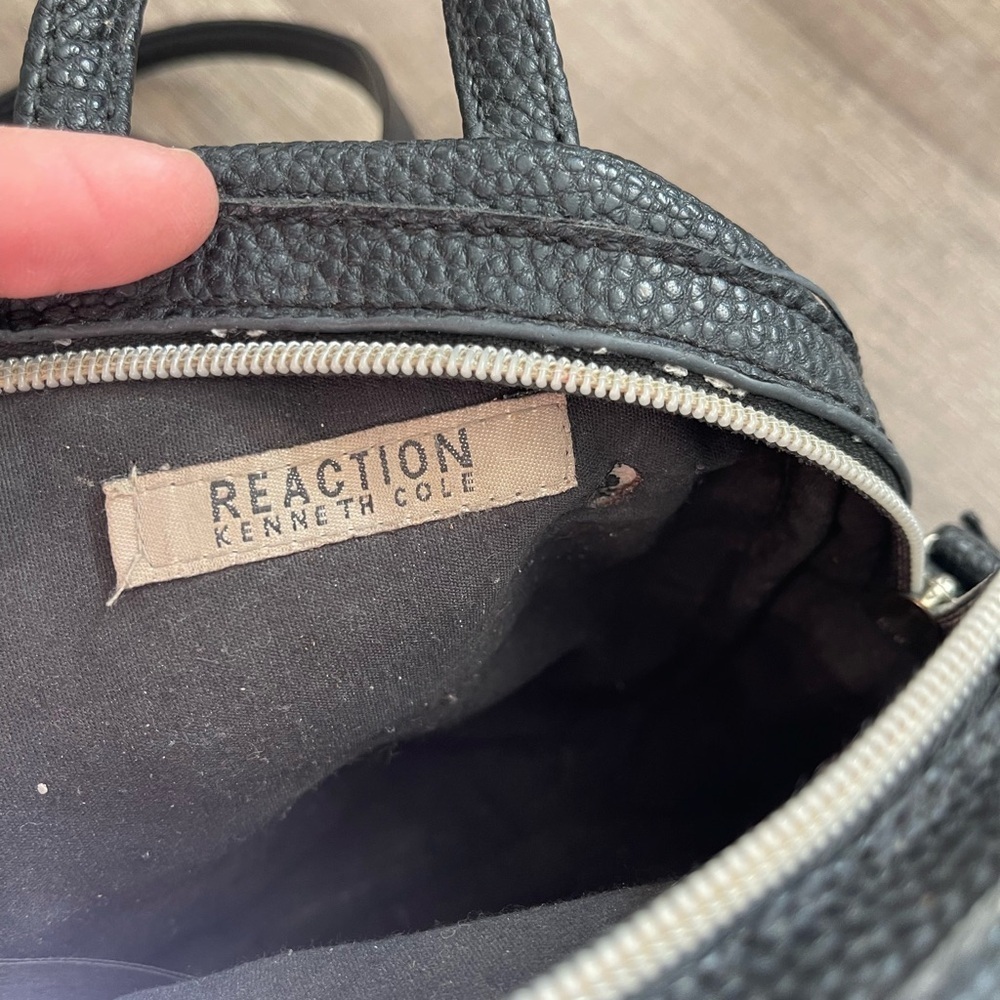 Kenneth Cole reaction black pebbled mini faux leather backpack Y2K studs rock - Picture 4 of 8